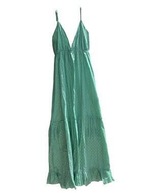 Greecing Green Spaghetti-Strap Maxi Dress/ Beach Cover Up - Women Size S